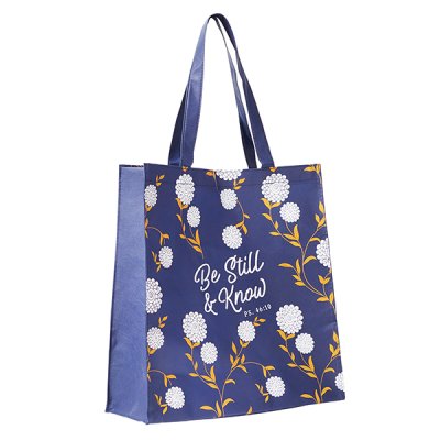 Be Still and Know Tote Bag, Navy Blue