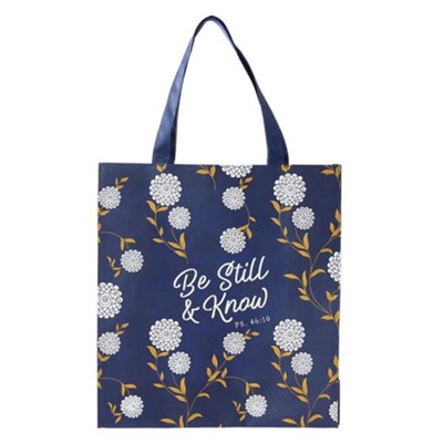 Be Still and Know Tote Bag, Navy Blue