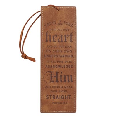 Trust in the Lord Bookmark, LuxLeather Brown