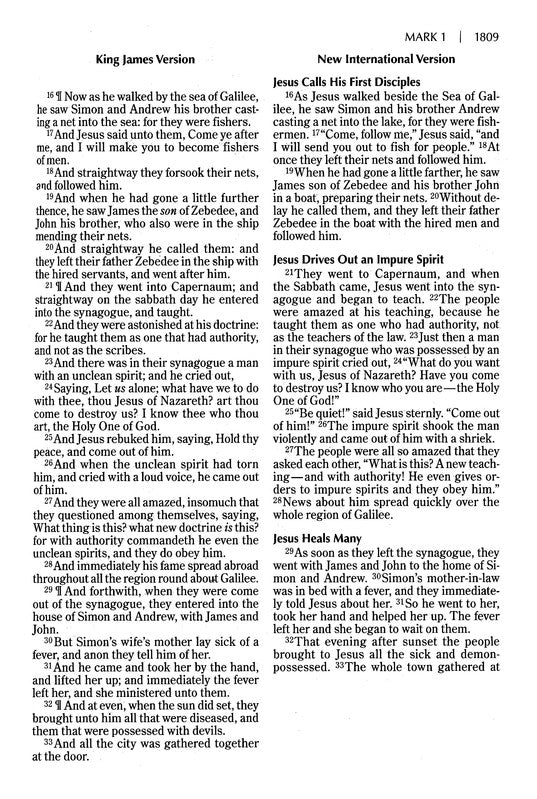 NIV and KJV Side-by-Side Bible, Large Print, Italian Duo-Tone, Navy/Tan