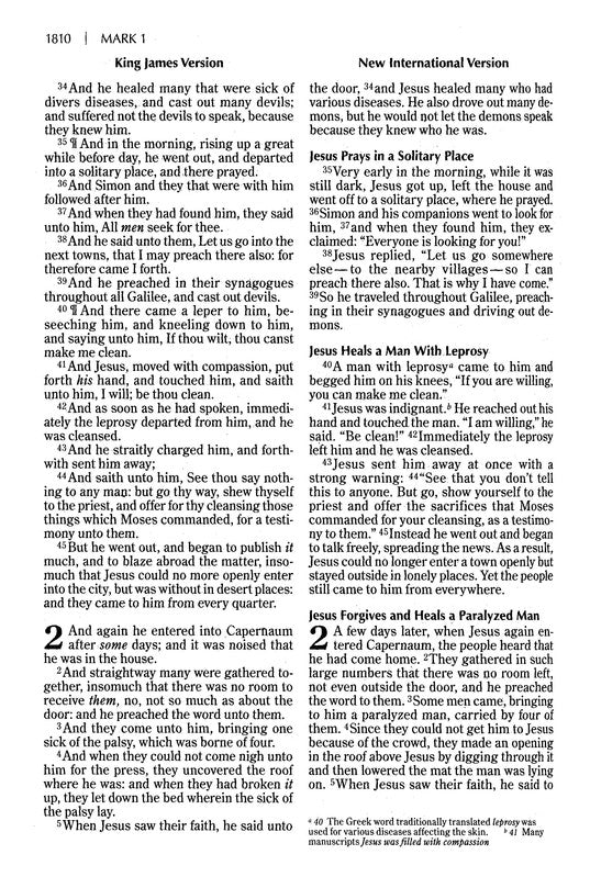 NIV and KJV Side-by-Side Bible, Large Print, Italian Duo-Tone, Navy/Tan