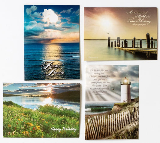 Ocean Scenes Birthday Cards, Box of 12