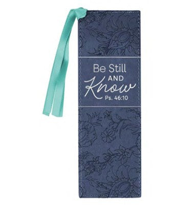 Be Still and Know Faux Leather Bookmark, Navy