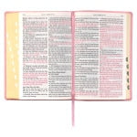 Pink Faux Leather Giant Print Full-size King James Version Bible with Thumb Index 