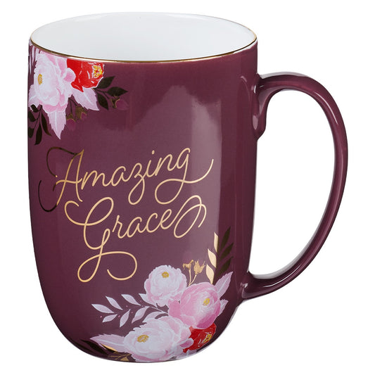 ceramic coffee mug - Amazing Grace Mulberry Pink