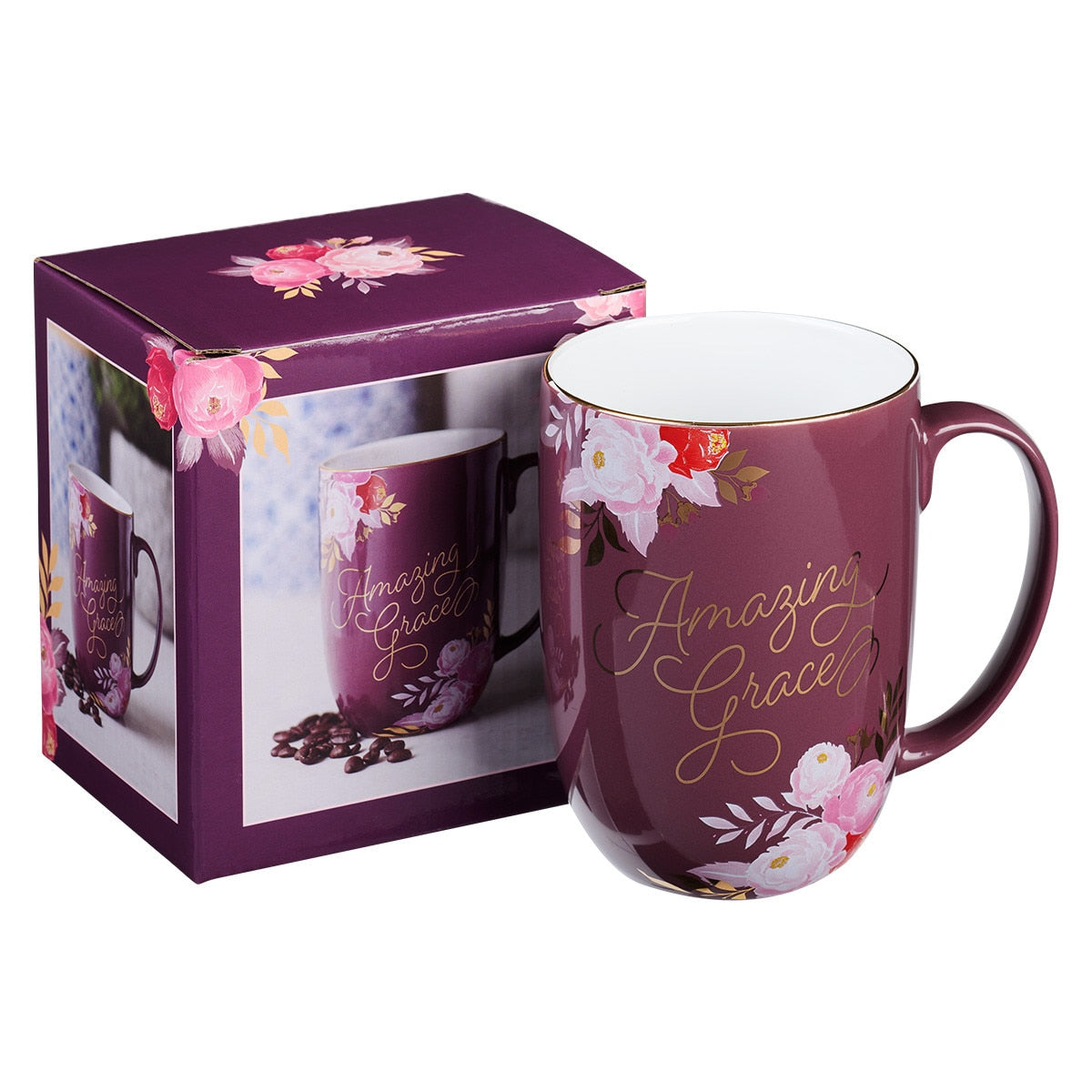 ceramic coffee mug - Amazing Grace Mulberry Pink