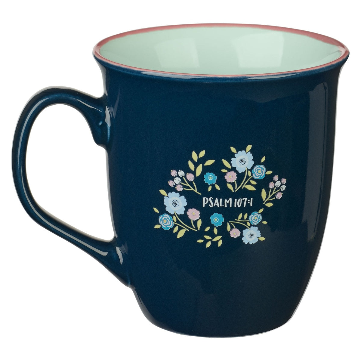 ceramic coffee mug - God is Good Navy Floral