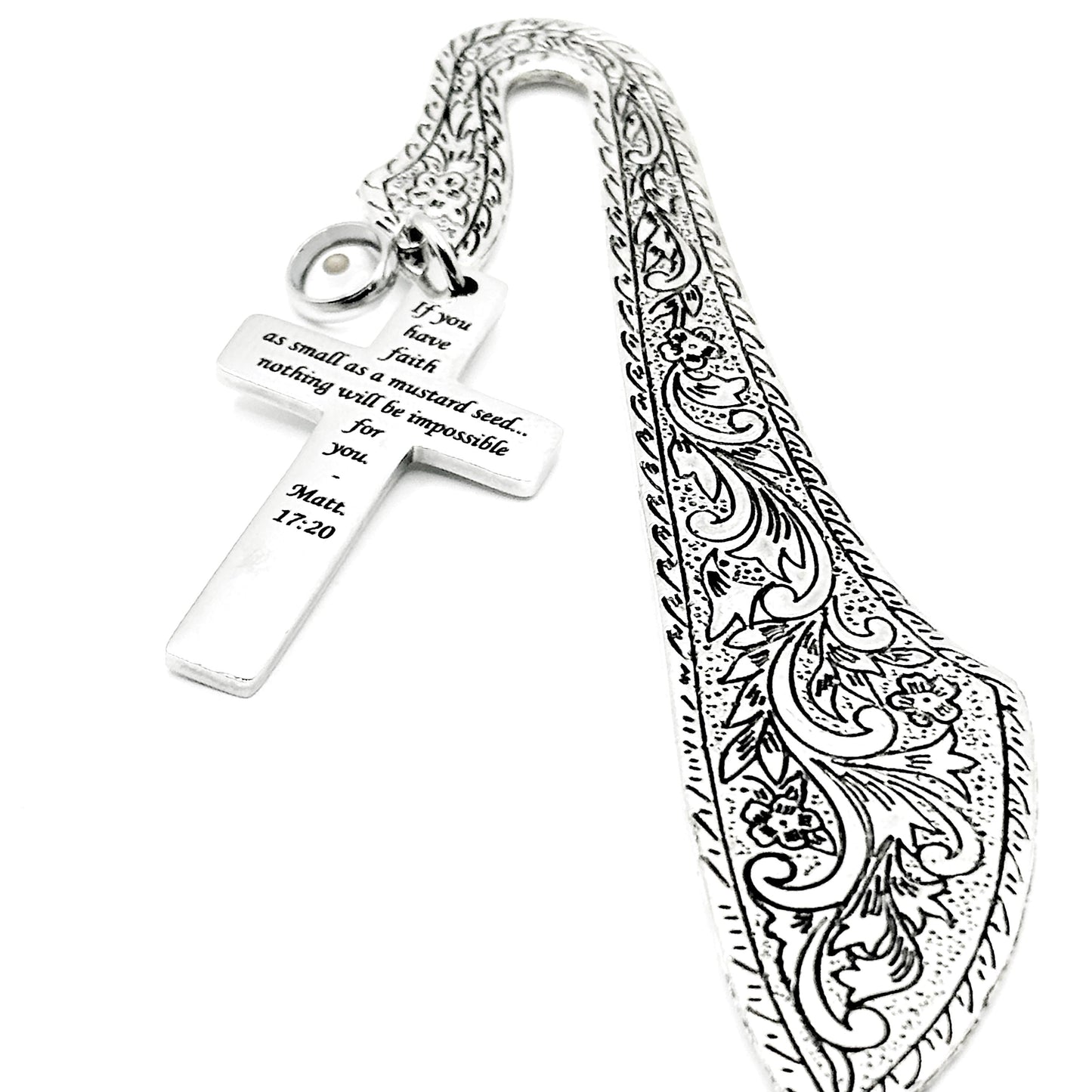 Mustard Seed Faith Cross Bookmark Stainless Steel Christian Bookmark Scripture Gift Matt 17 20 Inspirational Faith Gift