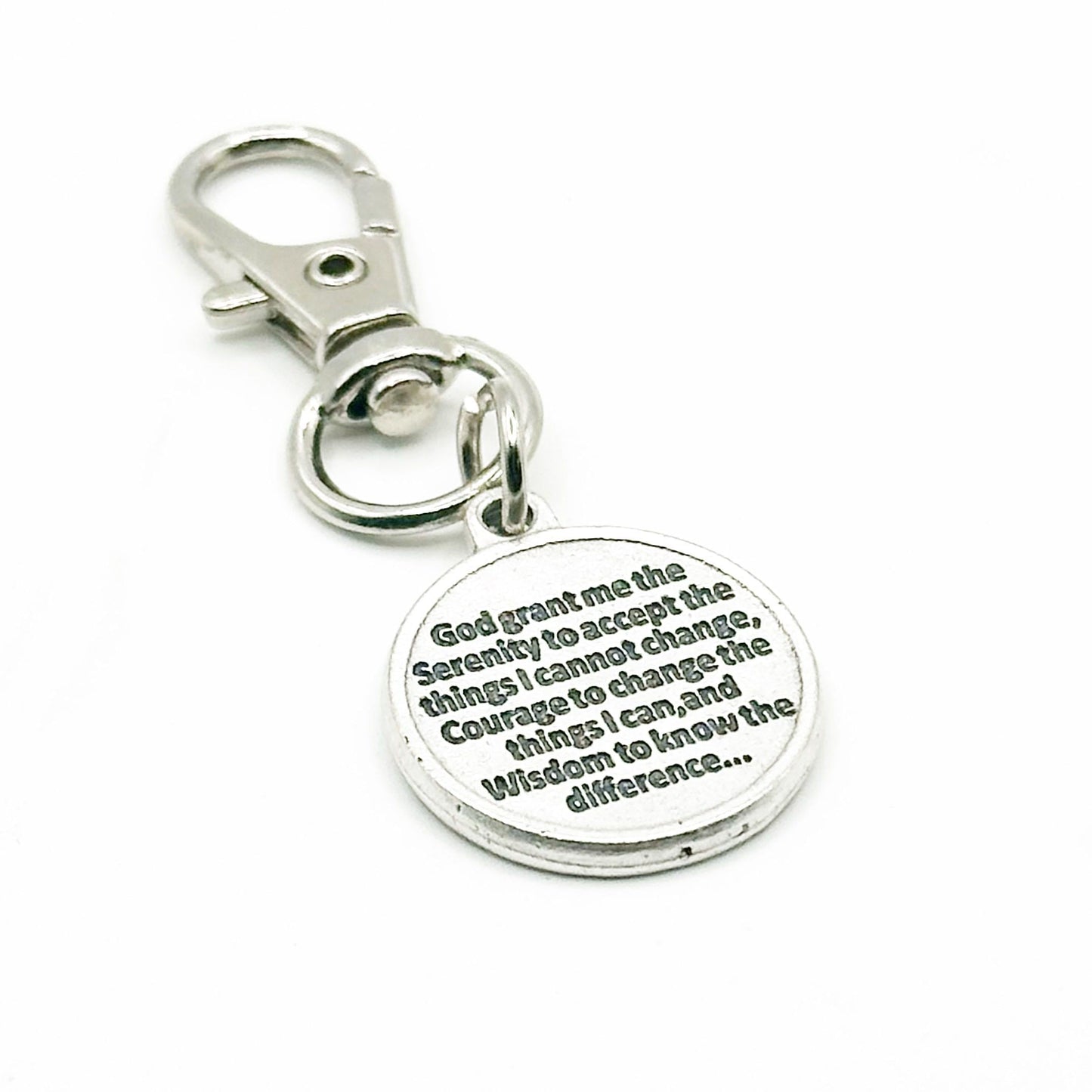 Serenity Prayer Clip On Charm Faith Gift Recovery Inspiration Silver Plated Prayer Charm Christian Encouragement Gift