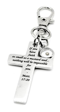 Mustard Seed Faith Cross Clip On Charm Stainless Steel Christian Gift Scripture Charm Matt 17 20 Inspirational Faith Gift