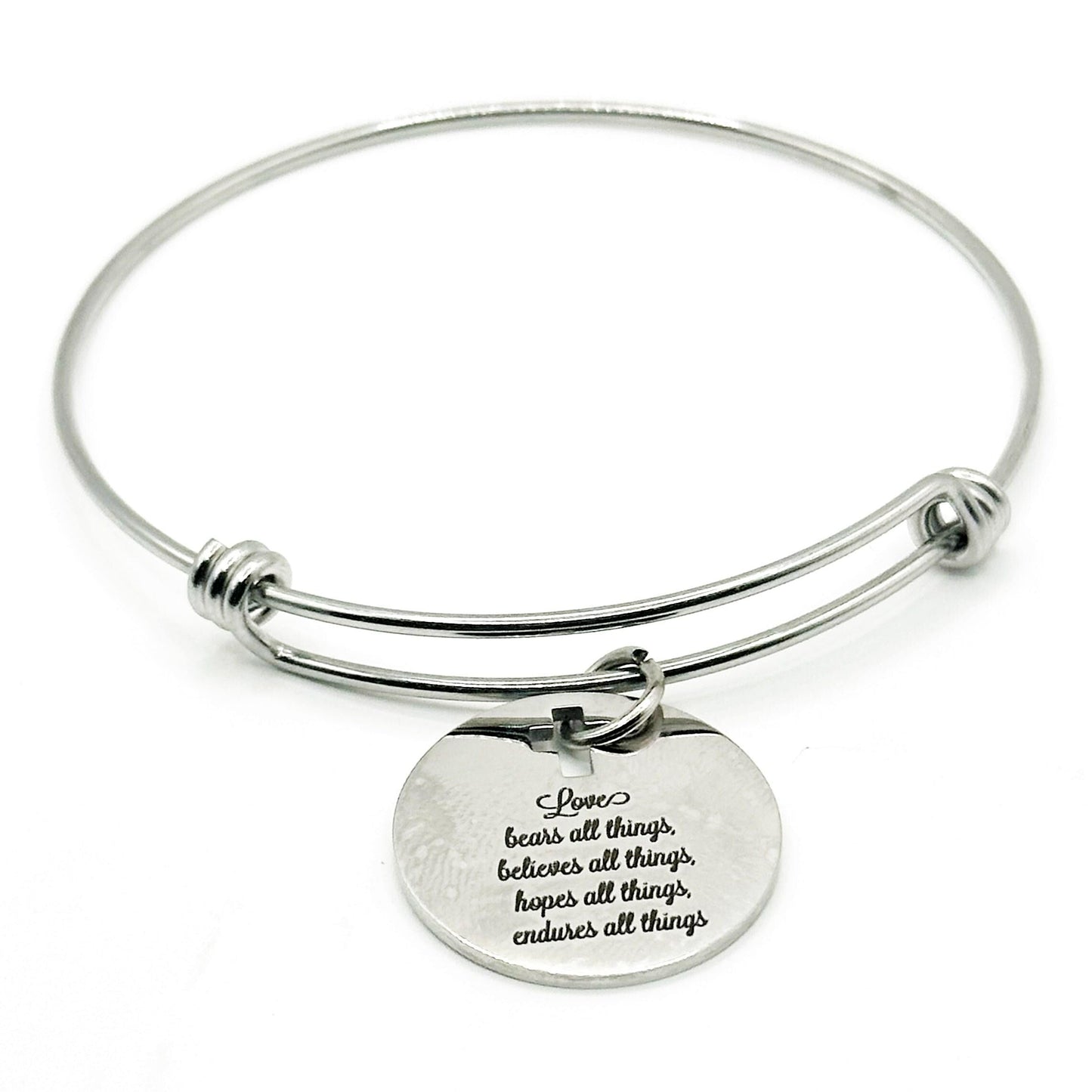 Christian Love Scripture Bracelet Stainless Steel Faith Jewelry Bible Verse Bracelet With Cross Charm Inspirational Gift