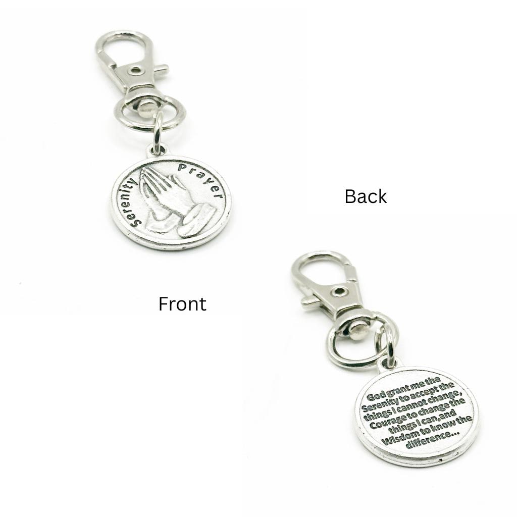 Serenity Prayer Clip On Charm Faith Gift Recovery Inspiration Silver Plated Prayer Charm Christian Encouragement Gift