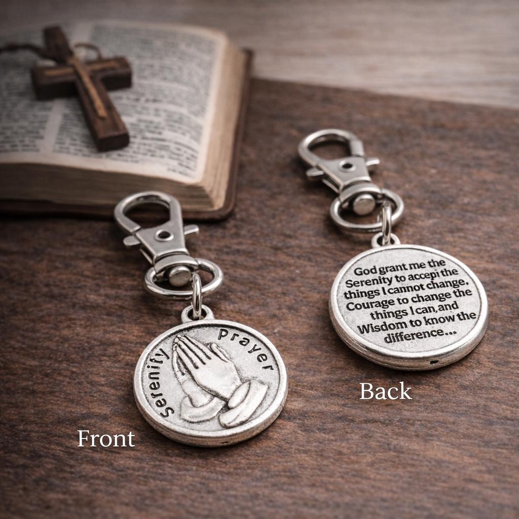 Serenity Prayer Clip On Charm Faith Gift Recovery Inspiration Silver Plated Prayer Charm Christian Encouragement Gift