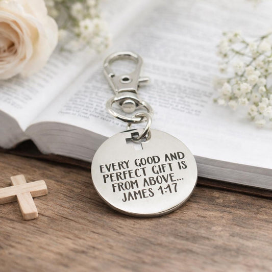 Every Good And Perfect Gift Is From Above James 1 17 Clip On Charm Faith Scripture Stainless Steel Christian Gift