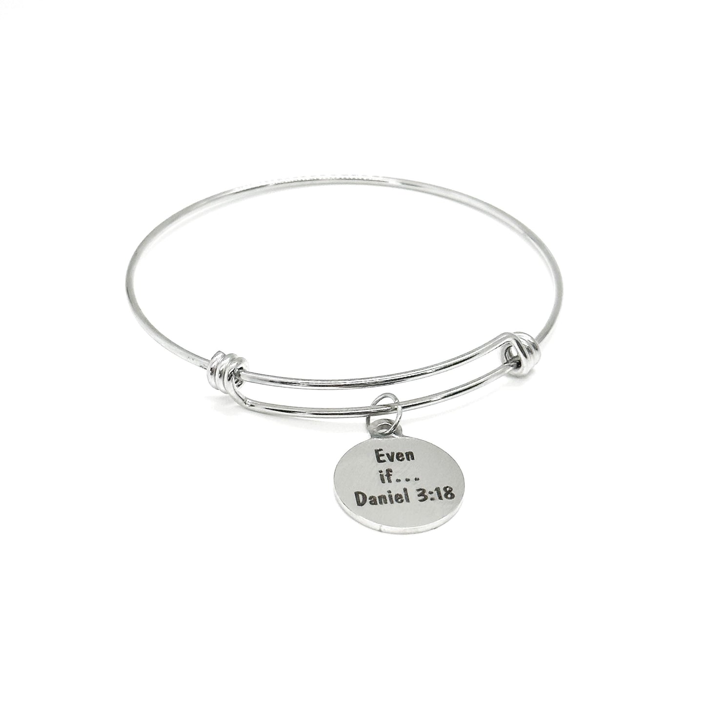 Even If Daniel 3 18 Faith Charm Bracelet Stainless Steel Expanding Bangle Christian Scripture Jewelry