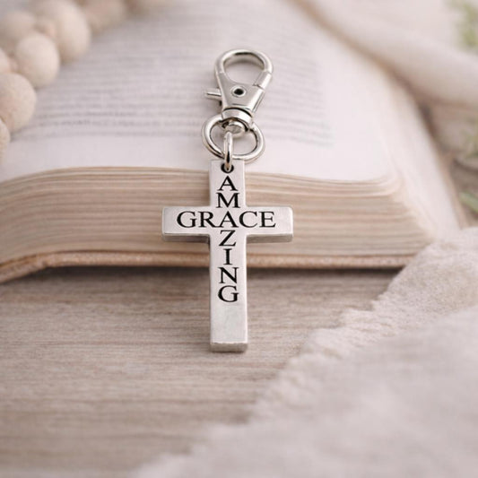 Amazing Grace Cross Clip On Charm